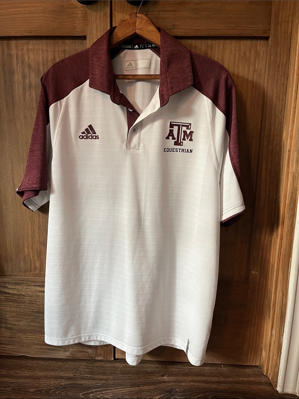 adidas Men's Maroon & White Texas A&M Equestrian Polo